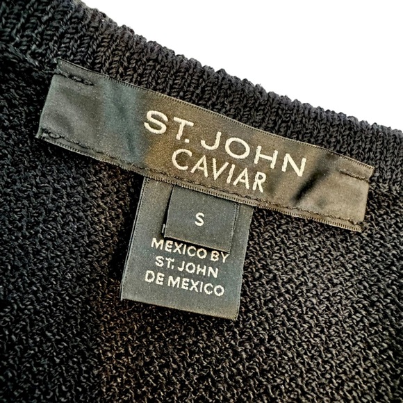 St. John Caviar Wool Blend Santana Knit Tank Camisole Top Black Size S - Picture 4 of 7